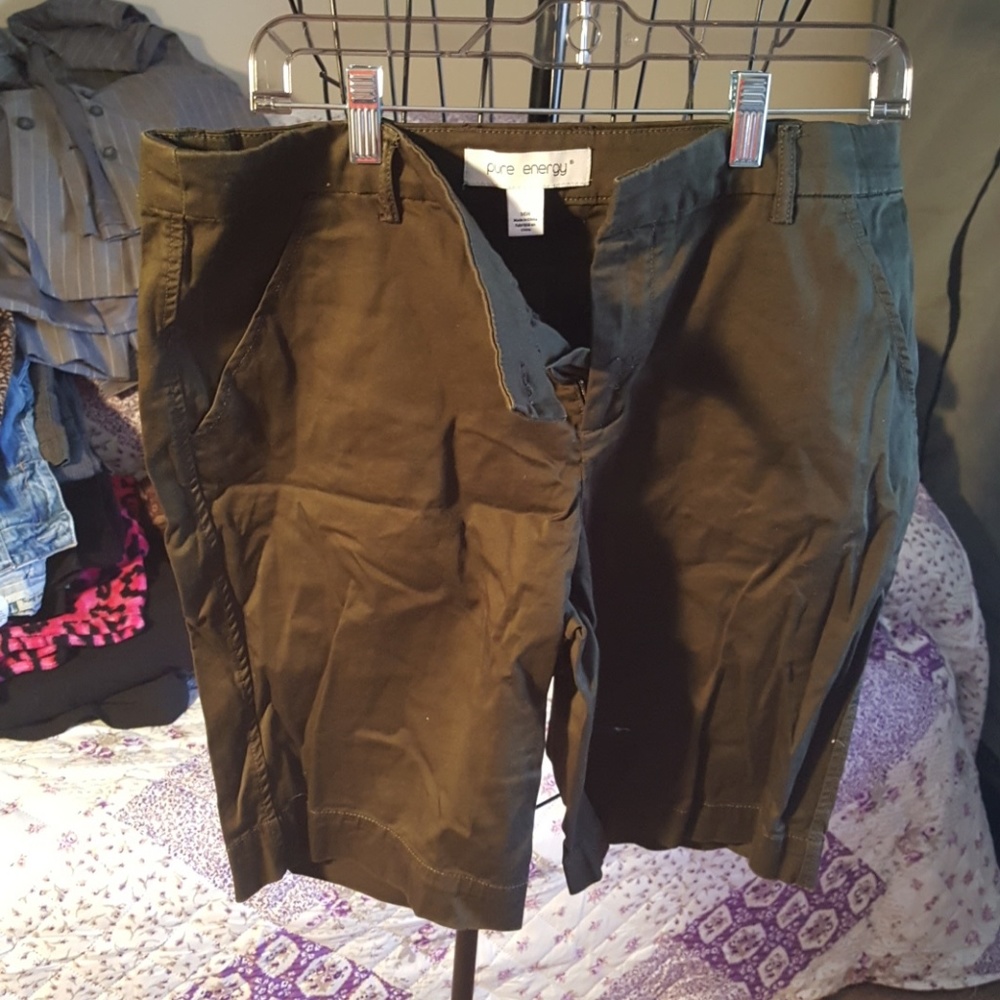 Army green shorts. Tag says 14w.
