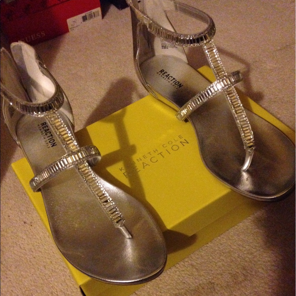 Silver w/rhinestones thong sandals