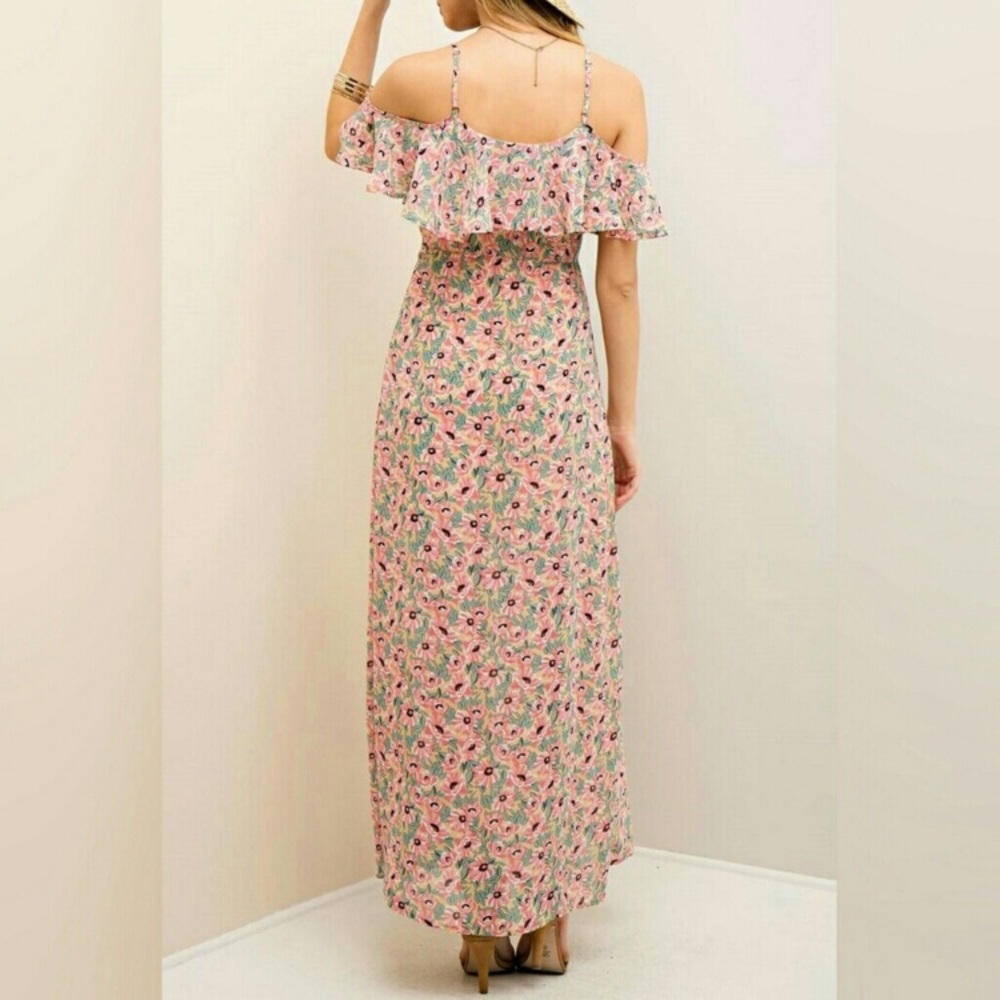 Floral Cold Shoulder Maxi Dress Large 10-12 - Picture 5 of 8