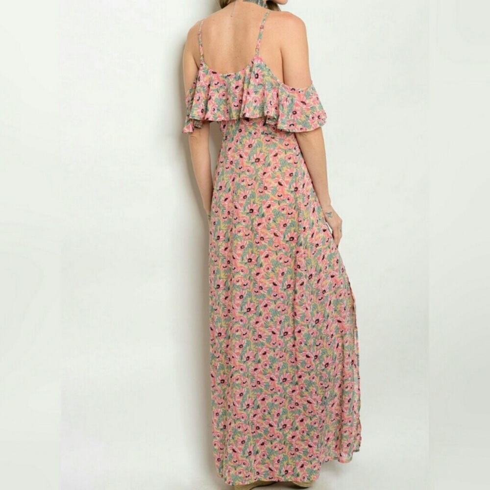 Floral Cold Shoulder Maxi Dress Large 10-12 - Picture 6 of 8