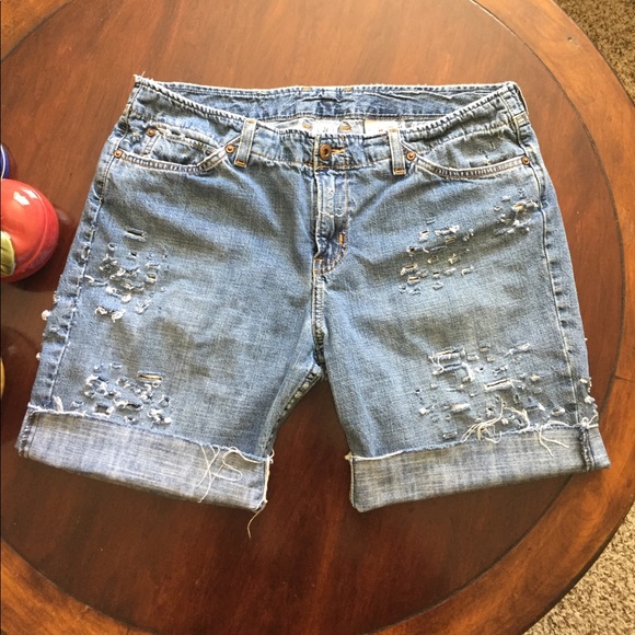 Lucky Brand Pants - Custom distressed Lucky Brand Denim Shorts