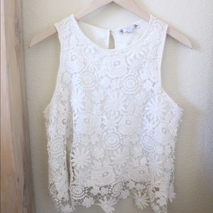 White Floral Lace Tank