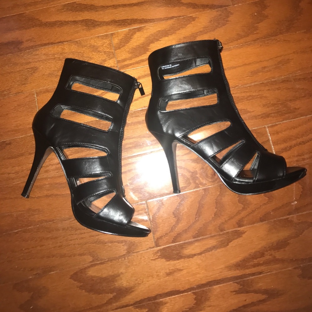 Dollhouse Black Caged Heels