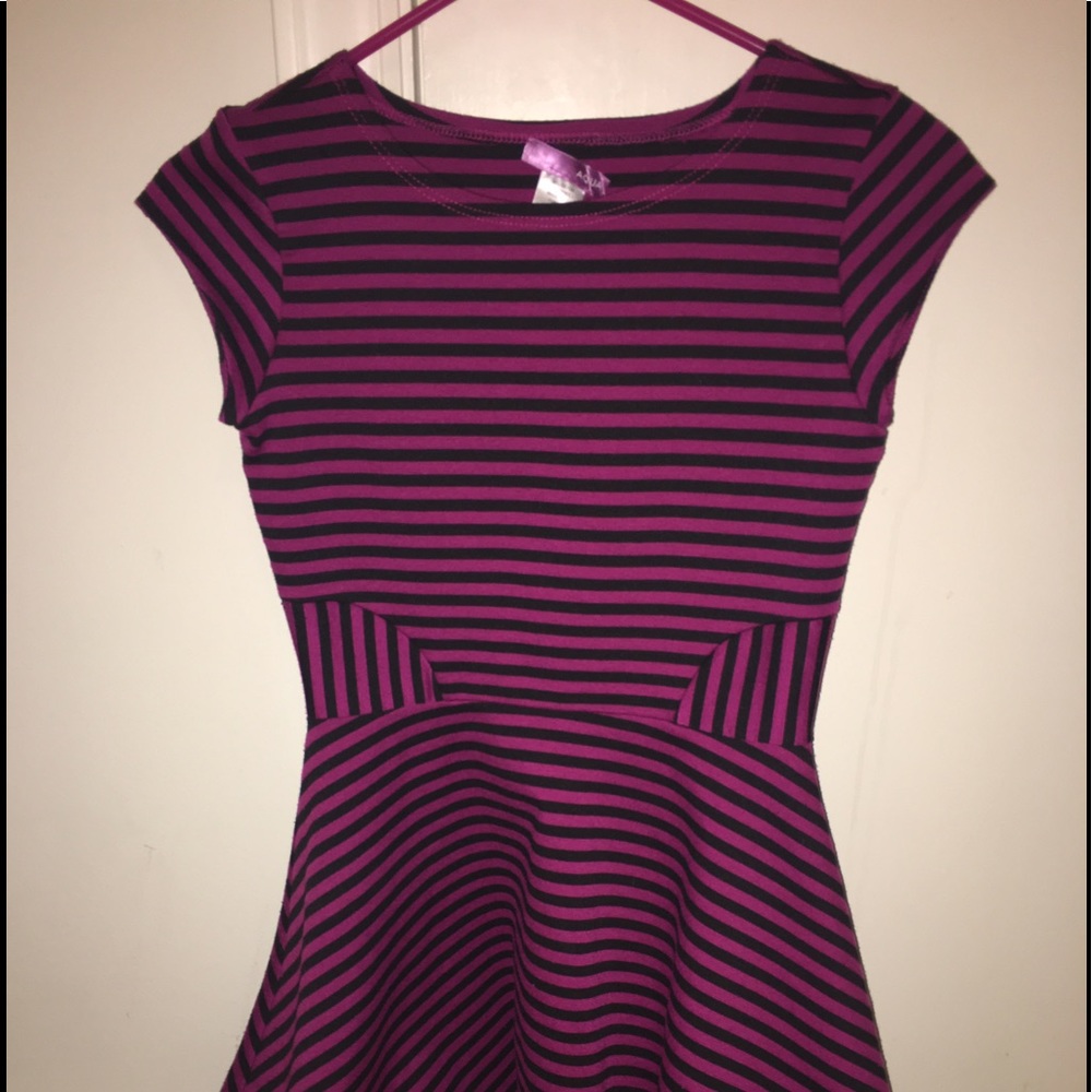 Pink and black stripes dress