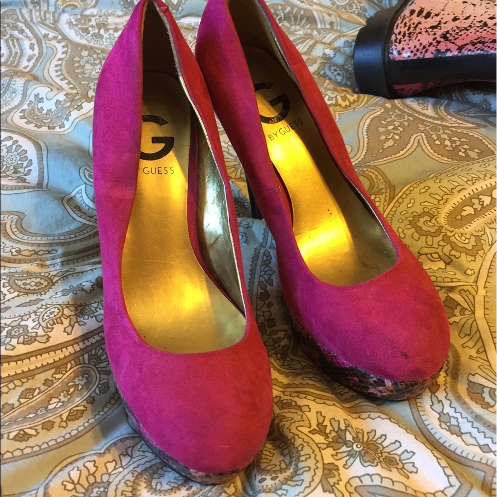 Guess Pink Suede Heels