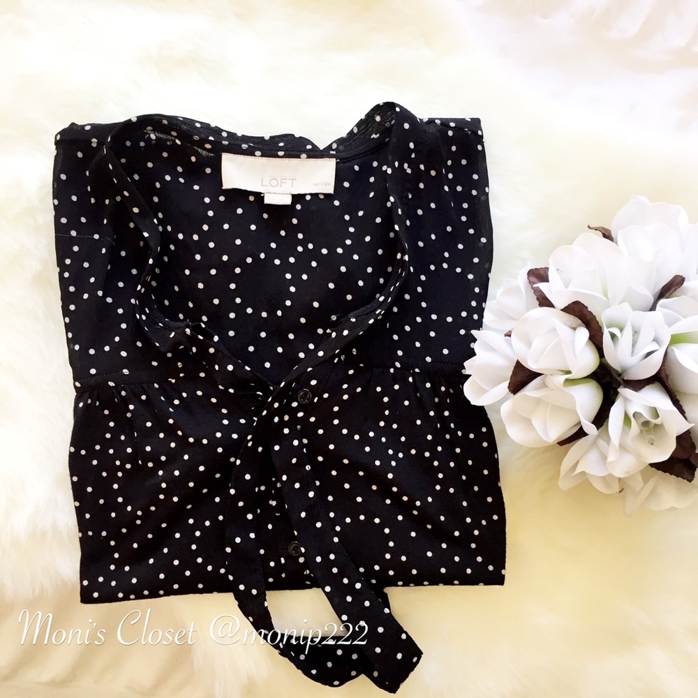 Loft black and white dotted top