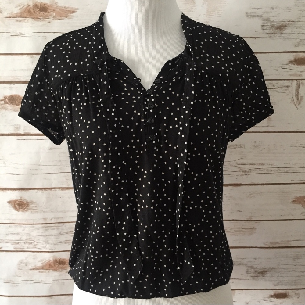Loft black and white dotted top