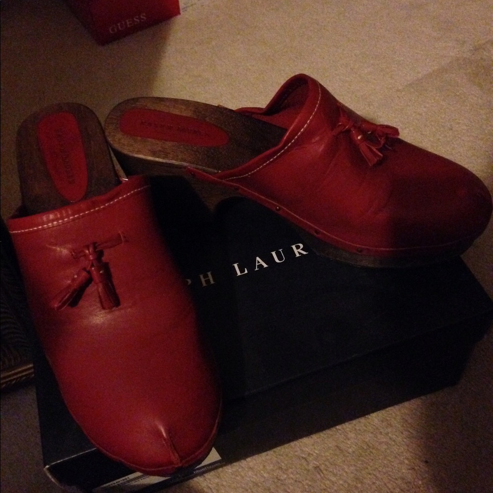 Ralph Lauren red clogs..