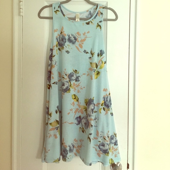 ❗️Last One❗️Sleeveless Blue Floral Swing Dress - Picture 2 of 4