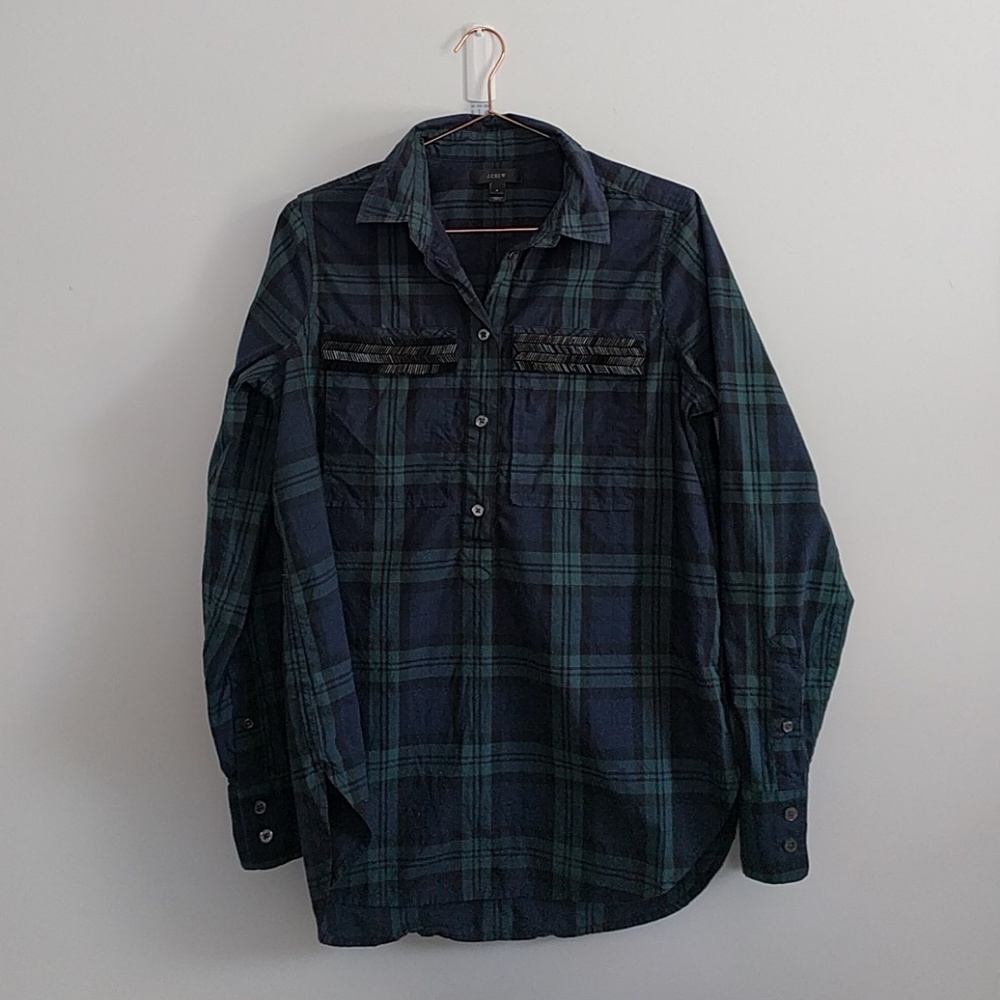 Beaded Popover Plaid Shirt