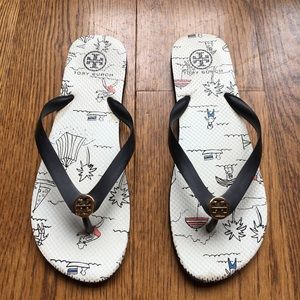 Tory Burch printed flip flops