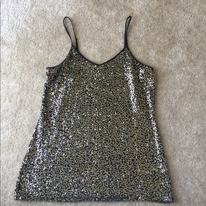 Gold sequin tank top