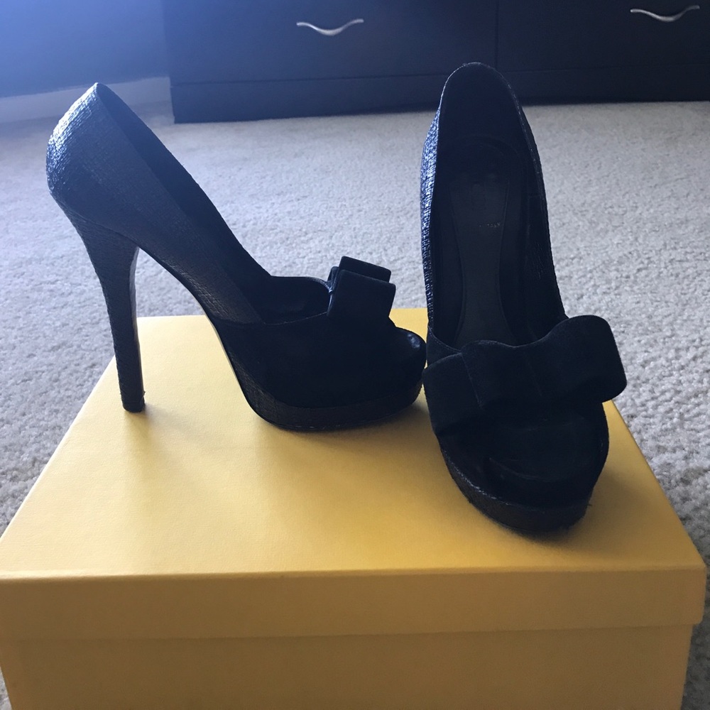 Fendi Black Peep Toe Pumps