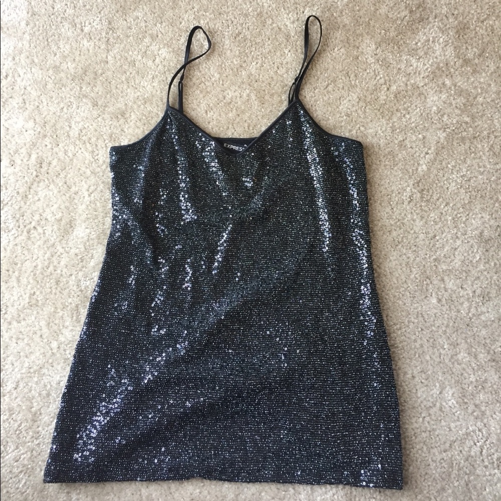 Silver threaded and sequin tank top