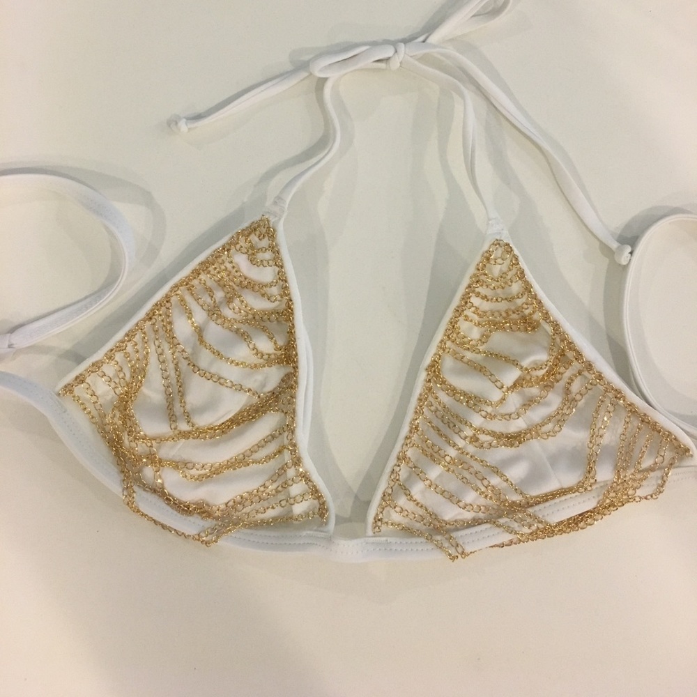BeachBunny Swimwear White Chain of Fools Top