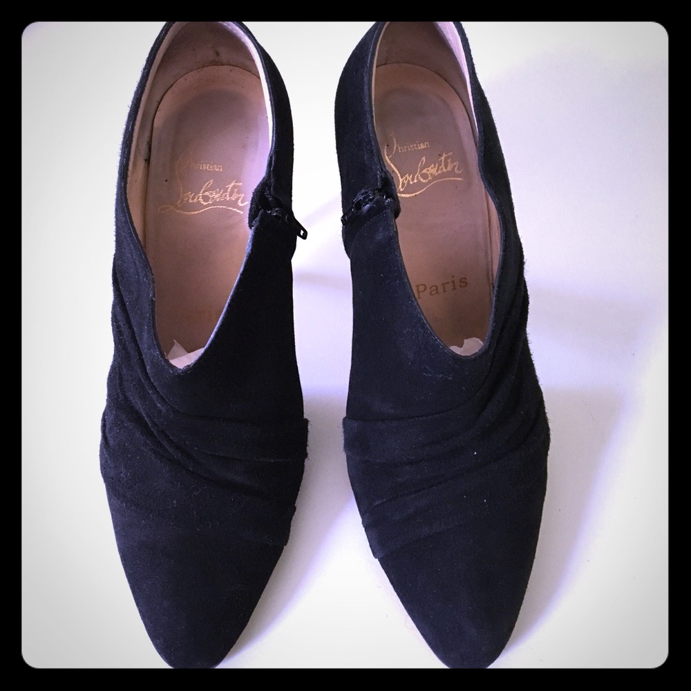 Christian Louboutin Black Calf Suede Booties