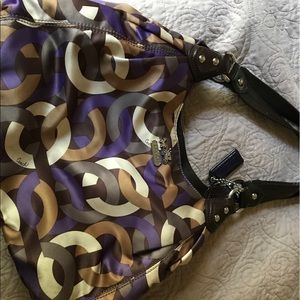 Brown and purple authentic Coach hobo.