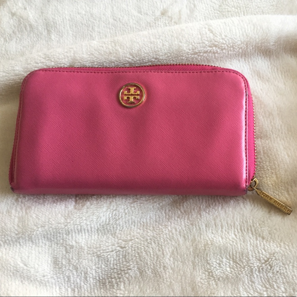 Tory Burch pink leather wallet