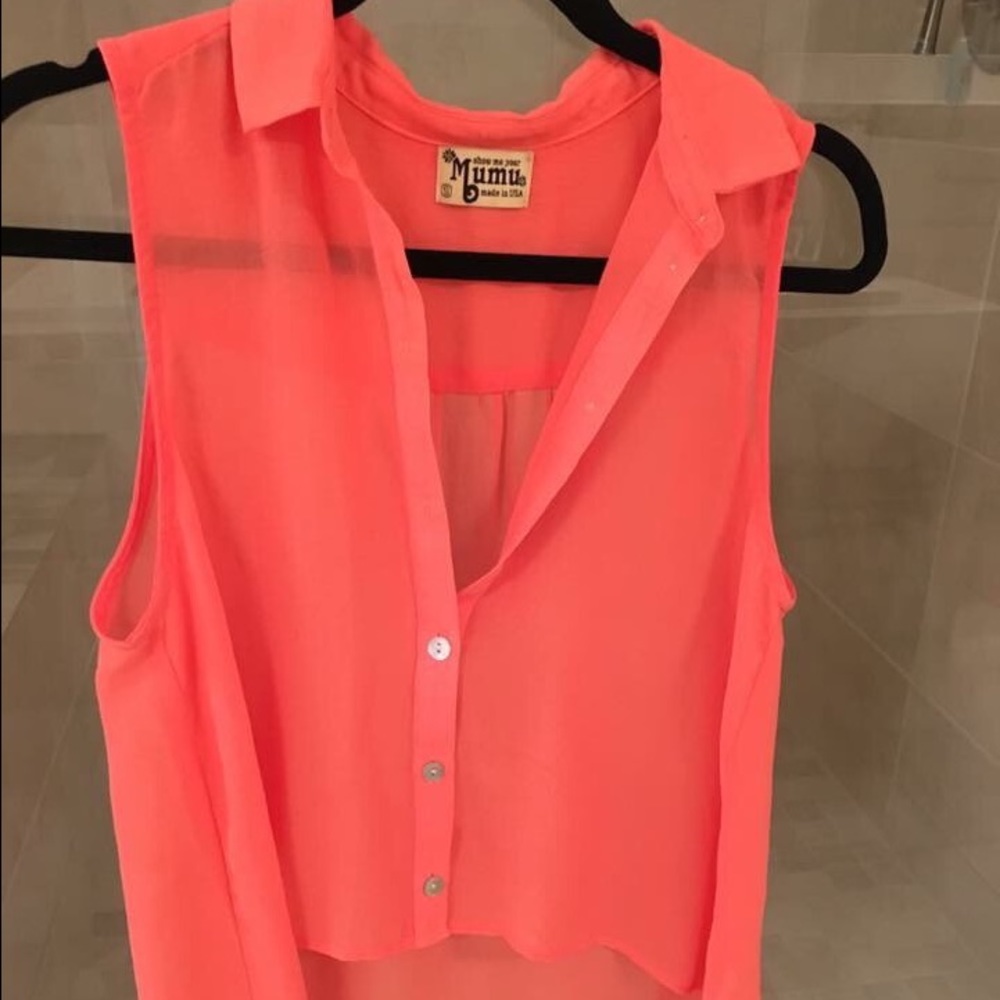 Coral Chiffon Tank - high in front and low in back