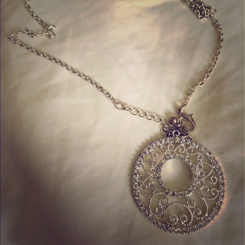Circle CZ & Silver Necklace