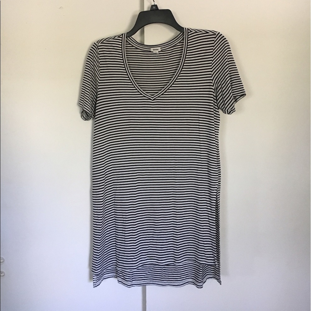 Garage Striped Vneck With Side Slit