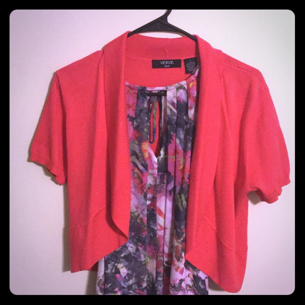 Coral Colored Crop Cardigan