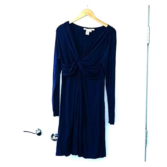 M Navy blue dress- Max Studio v-neck empire twist - Picture 1 of 7