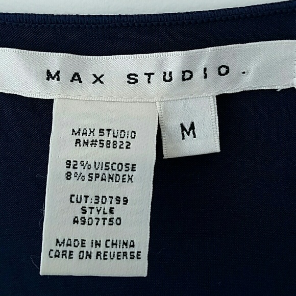 M Navy blue dress- Max Studio v-neck empire twist - Picture 2 of 7