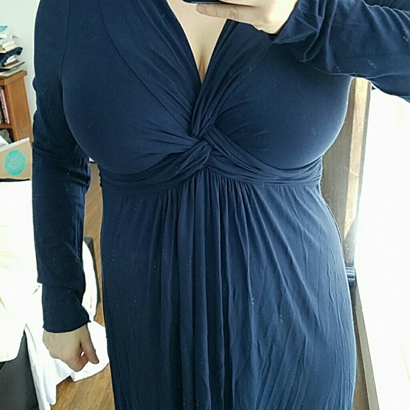 M Navy blue dress- Max Studio v-neck empire twist - Picture 6 of 7