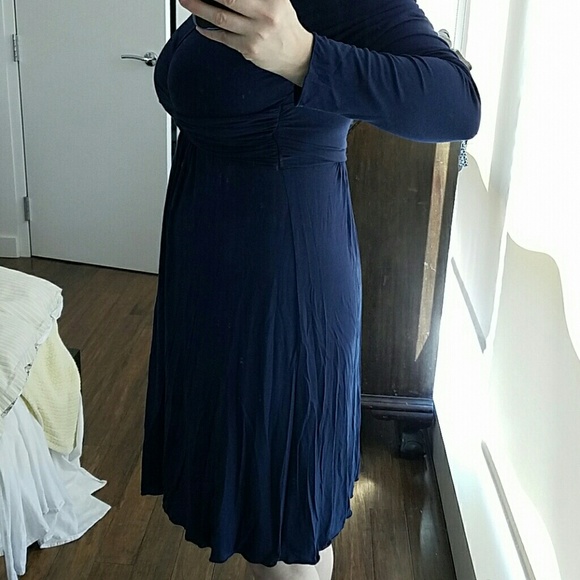 M Navy blue dress- Max Studio v-neck empire twist - Picture 7 of 7