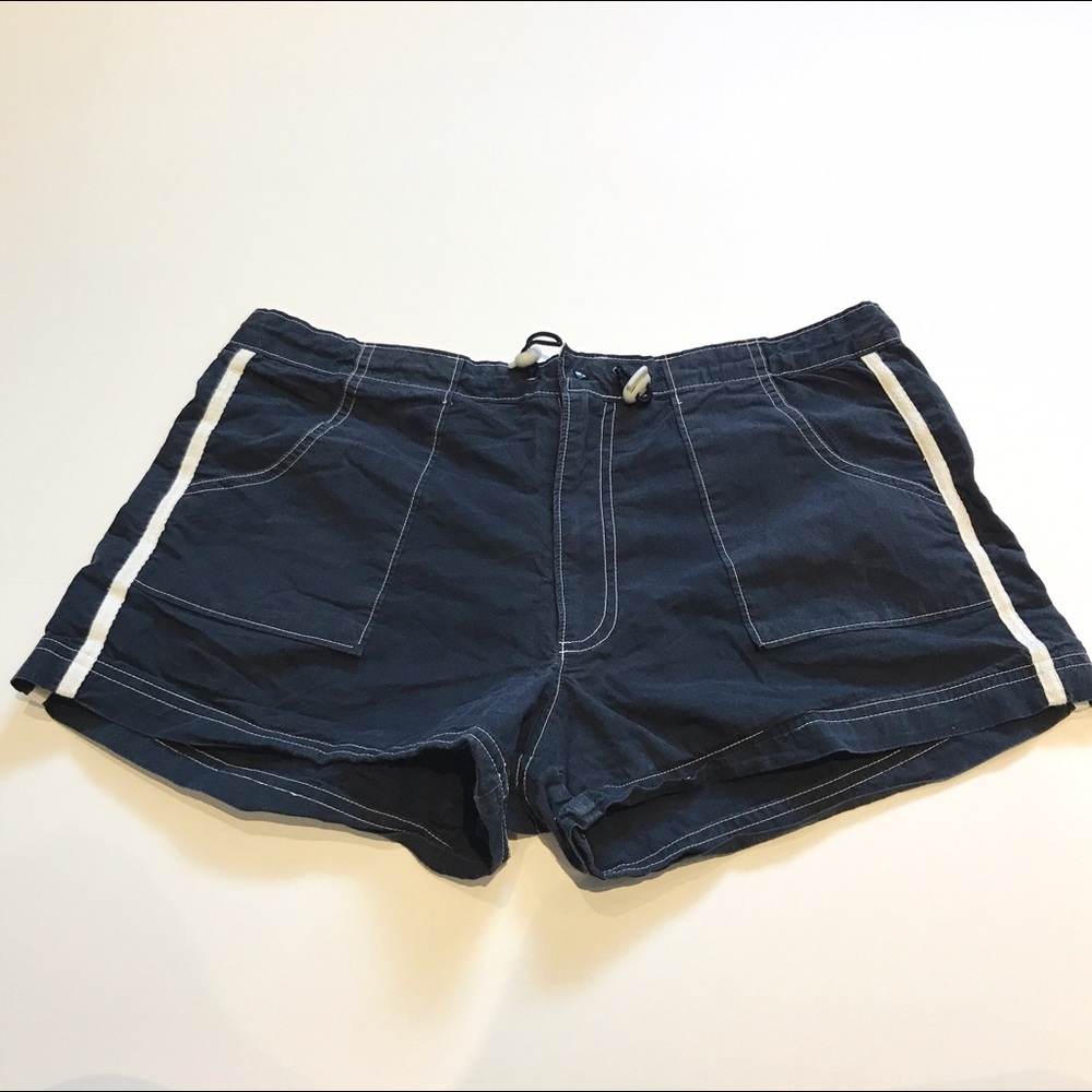 Navy Blue Swim Shorts w White Stripe