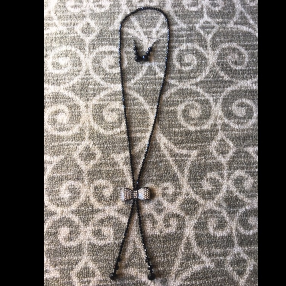 Beaded Bow Necklace with matching earrings.