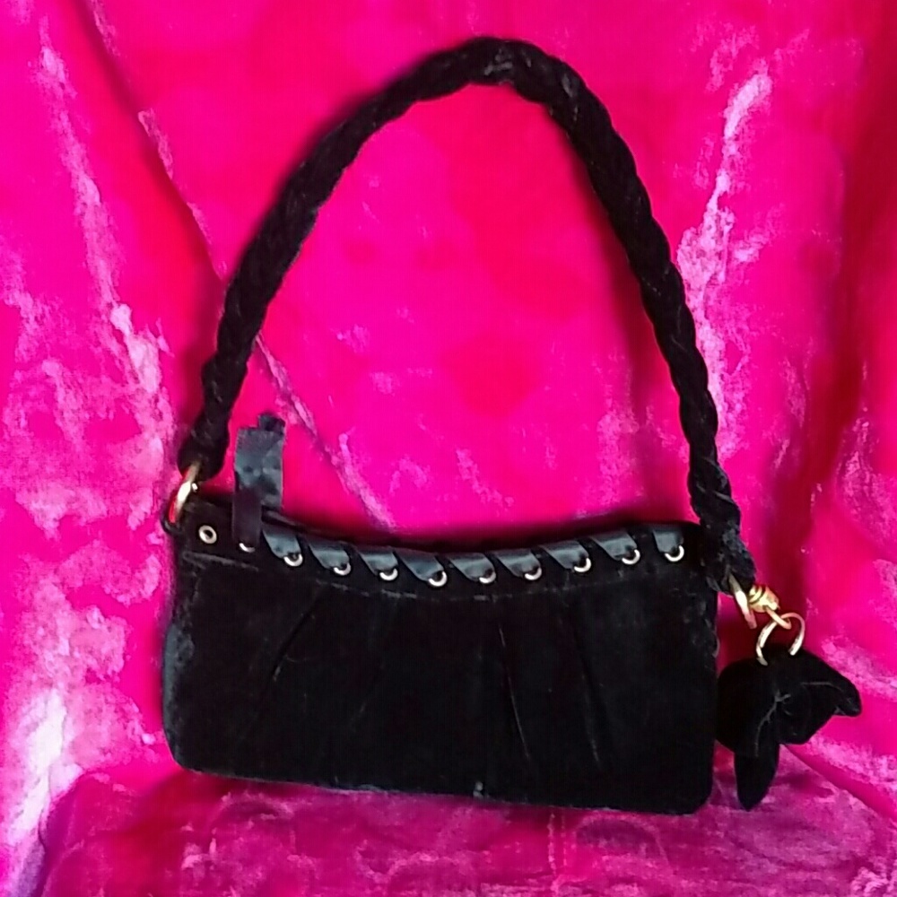Black velvet evening bag