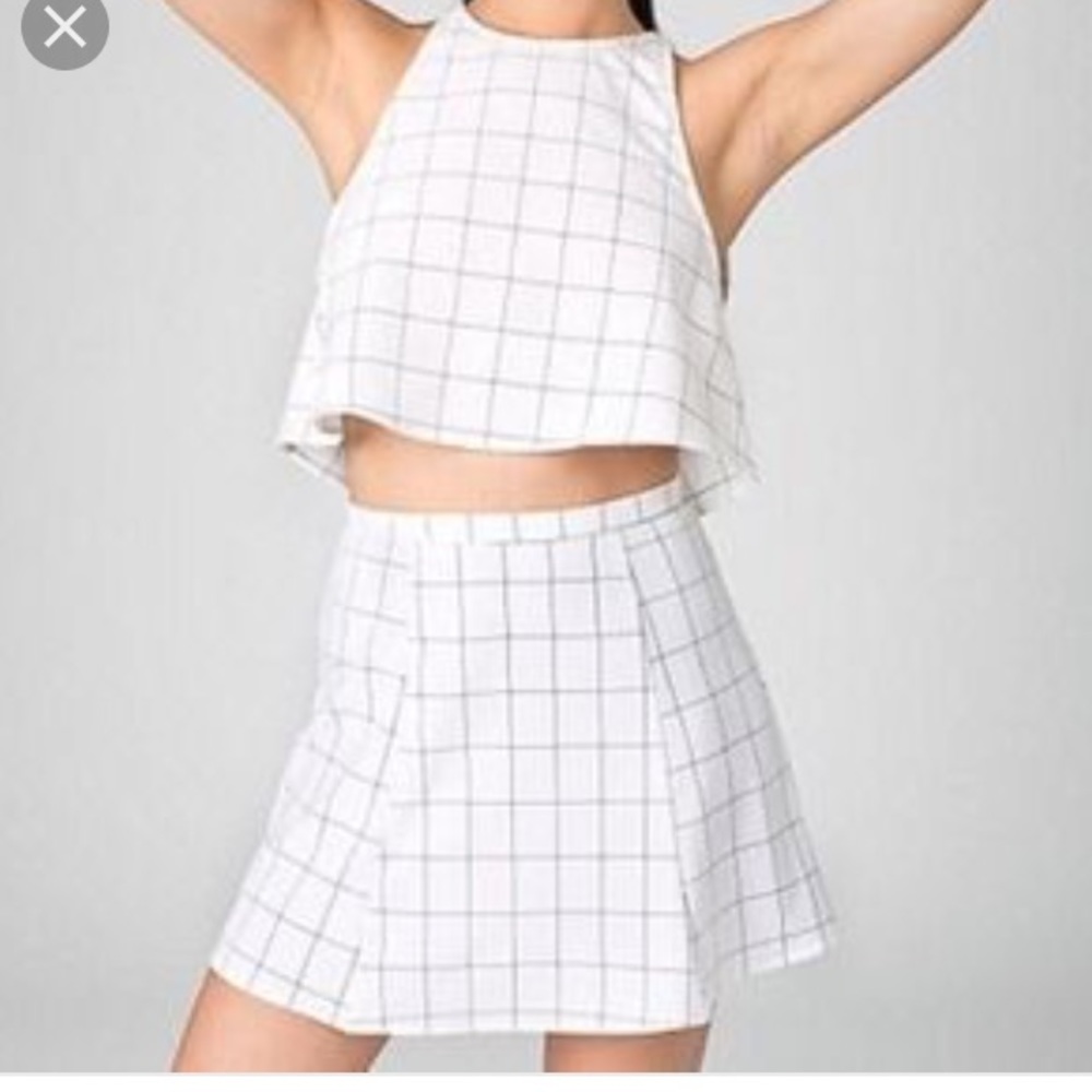 American Apparel Lulu White Checkered Set Small