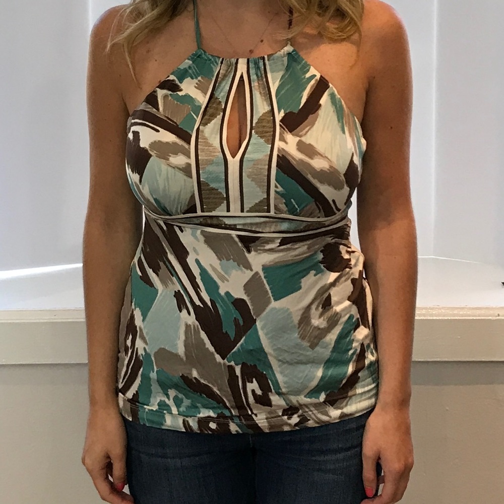 Multicolor Halter Top/subtle slit
