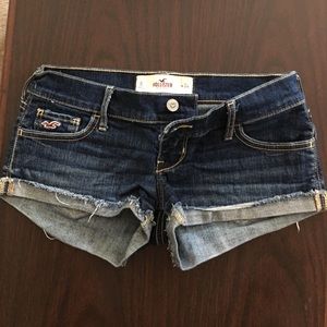 Dark wash denim shorts