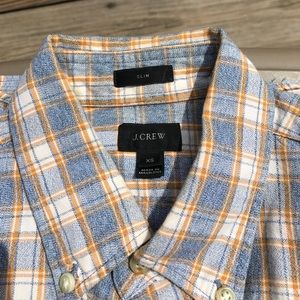 JCrew slim fit blue/orange plaid button down