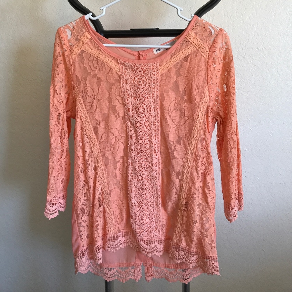 Beautiful Jolt Coral Lace Shirt
