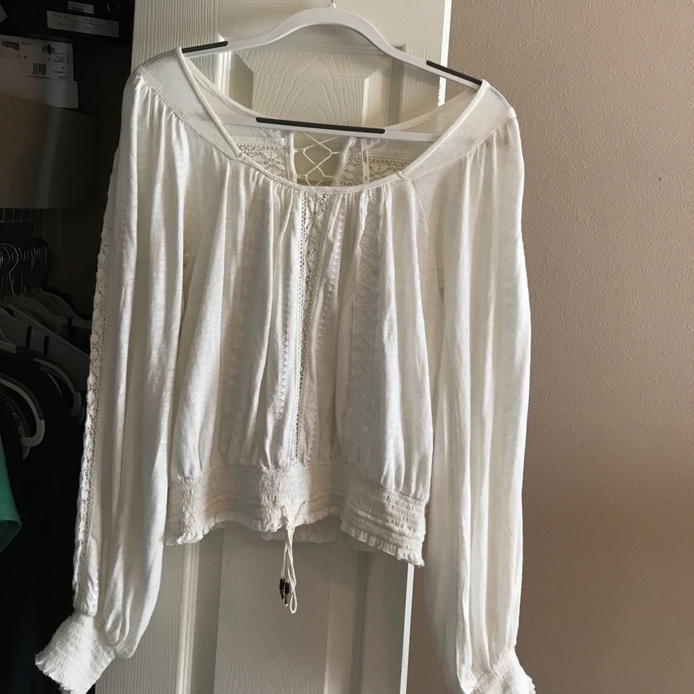 free people white crochet top