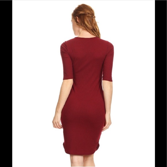 Cranberry Ribbed Midi Dress - Picture 3 of 3