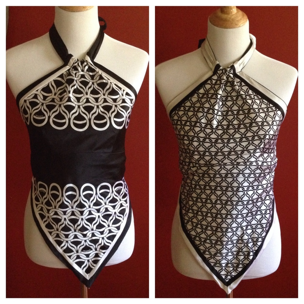 Bebe Reversible Handkerchief Halter Top w Back Tie