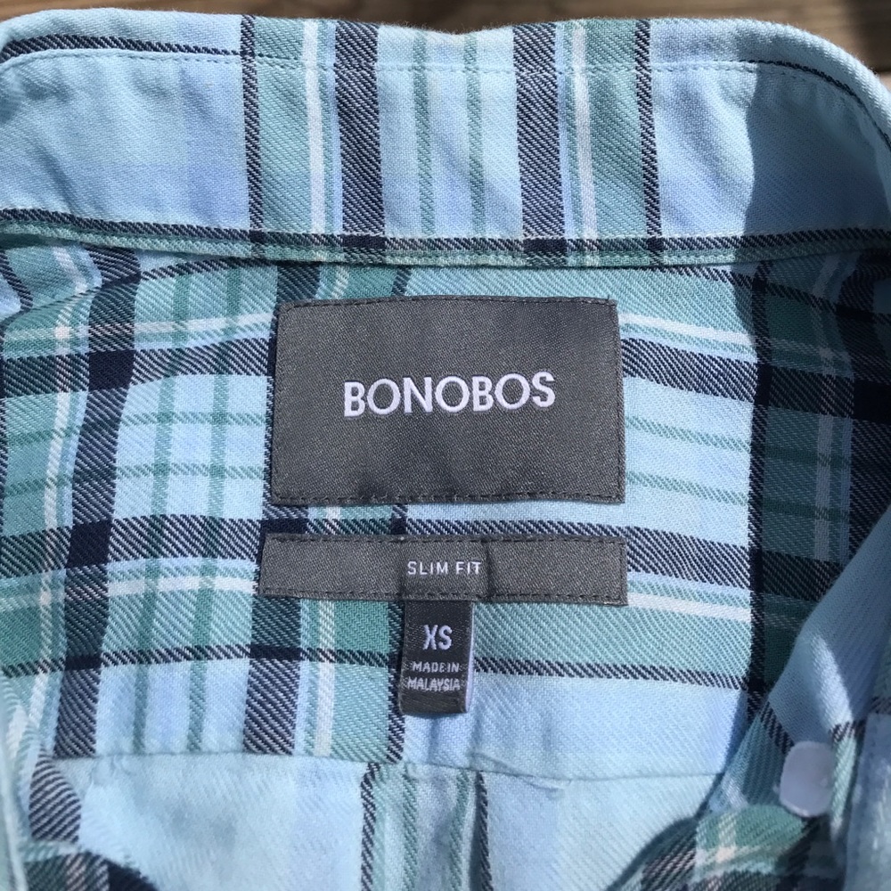 $5 SALE Bonobos slim fit blue plaid button down
