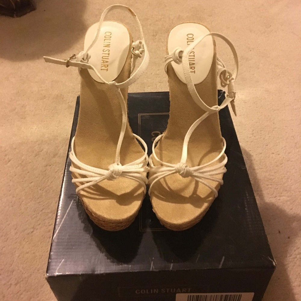 White wedge heel sandals