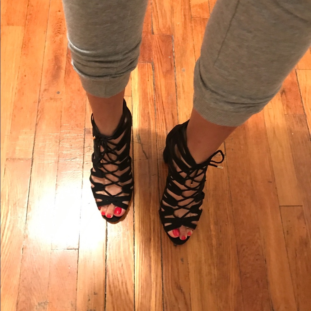 Madden girl lace up block heel