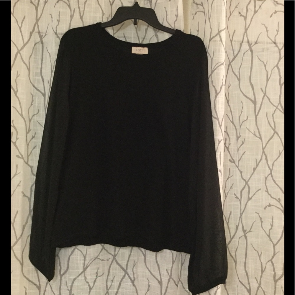 Sheer sleeve, balk black sweater from LOFT! NEW!