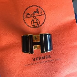 Hermes Black Enamel Face XL Clic H Hermes Black Enamel Face XL Clic H