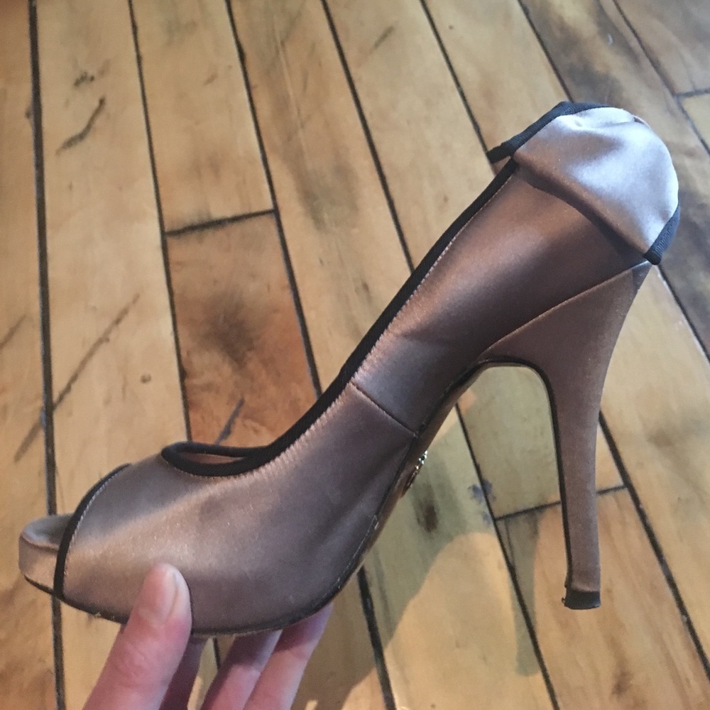 BETSEY JOHNSON Satin Platform Open Toe Pump