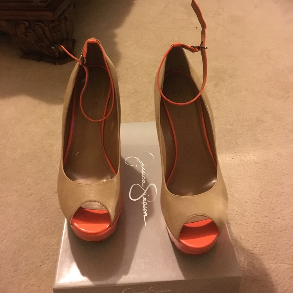Two toned wedge heels orange/tan