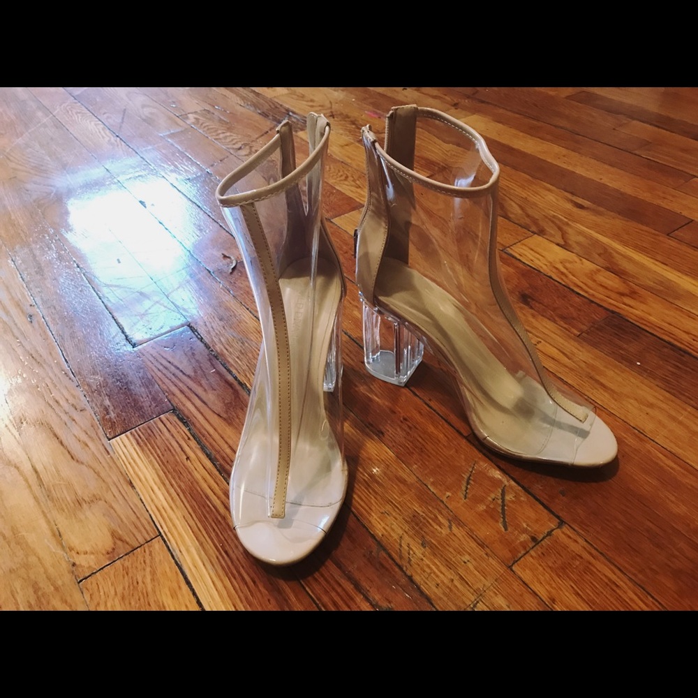 Blush clear plastic heels