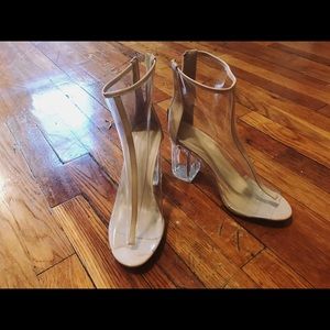 Blush clear plastic heels